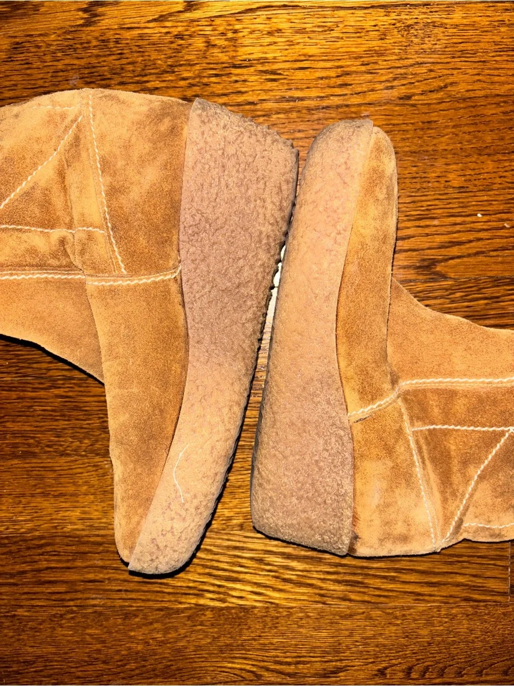 Michael Kors Crosby Vintage Y2K Suede Shearling Wedge 7 Boots Brown Winter Shoes
